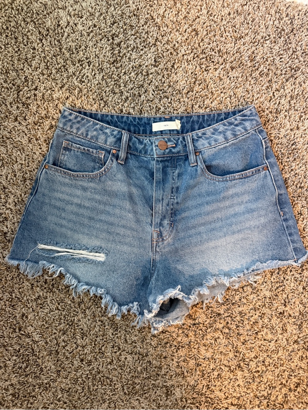 ⚡️Buckle TGLA High-Rise Frayed Hem Denim Shorts - Light Blue